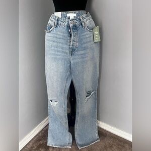 NWT H&M 90s Straight High-Rise Distressed Jean